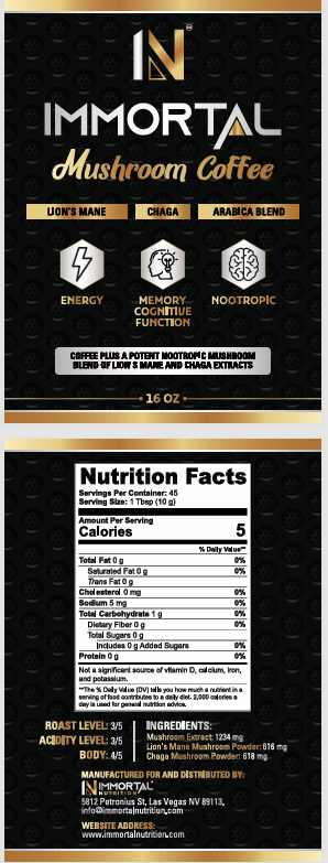 Immortal Mushroom Coffee - Lion’s Mane & Chaga 16oz